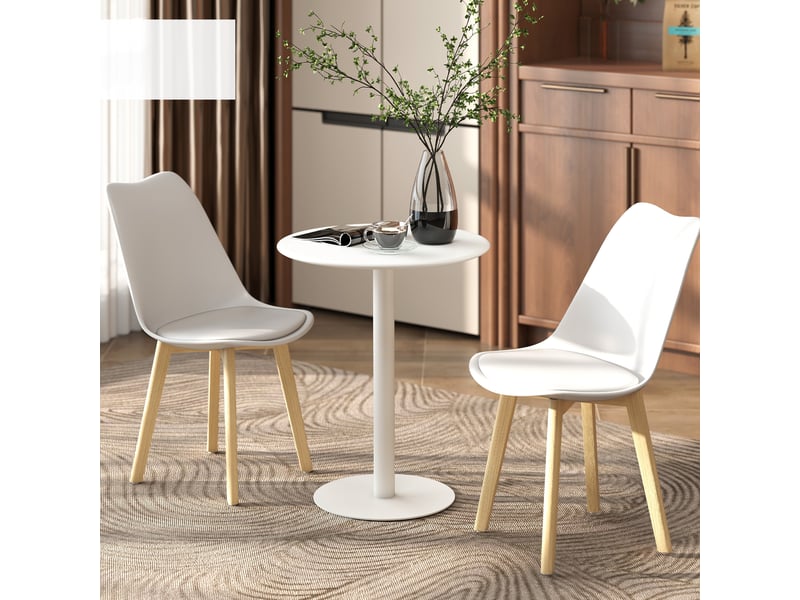  Table de salle à manger ronde pour 2 personnes, en acier, pour une utilisation intérieure et extérieure, blanche  - Conforama D