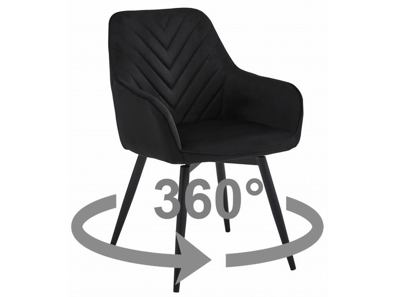 Family chaise - velours noirpieds noirs x 2  - Conforama B