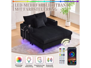 Chaise longue, fauteuil lounge, porte-gobelets, port usb, éclairage led