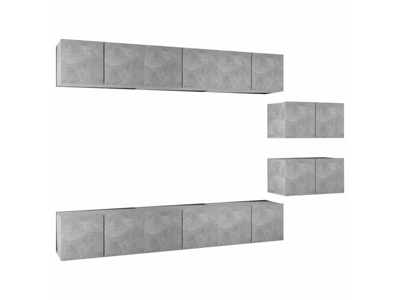  Meubles tv - banc tv - meuble de rangement 8 pcs gris béton bois d'ingénierie  - Conforama A