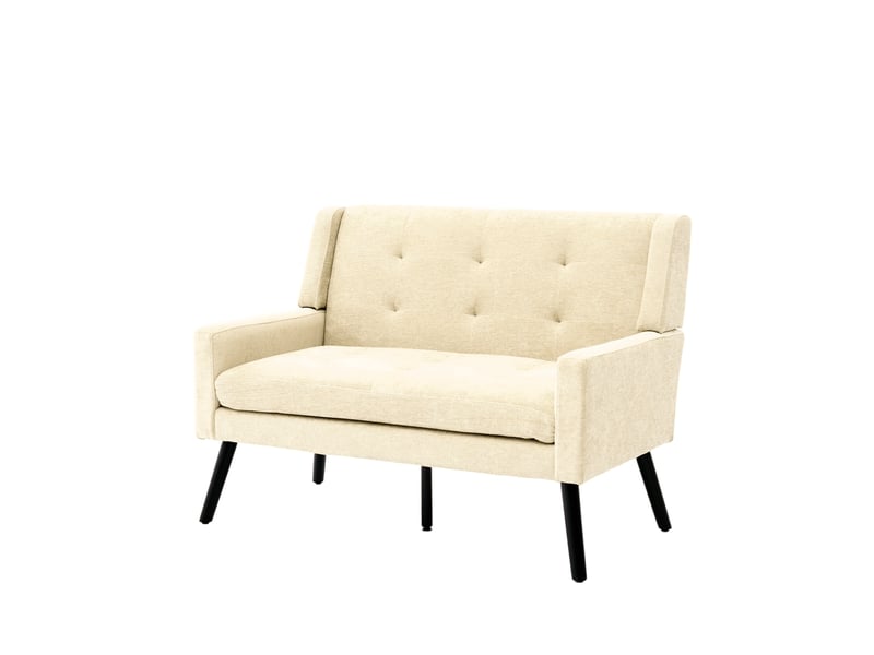  Banc 2 places 119x75x88 cm en lin beige avec pieds en bois antidérapants et coussins confortables  - Conforama A