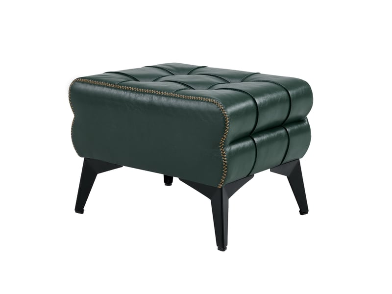  Pouf repose-pieds portable vert en similicuir 43x33x30 cm avec poignée  - Conforama A