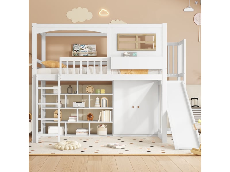  Lit mezzanine 90x200cm coloris blanc lit enfant blanc - Conforama B