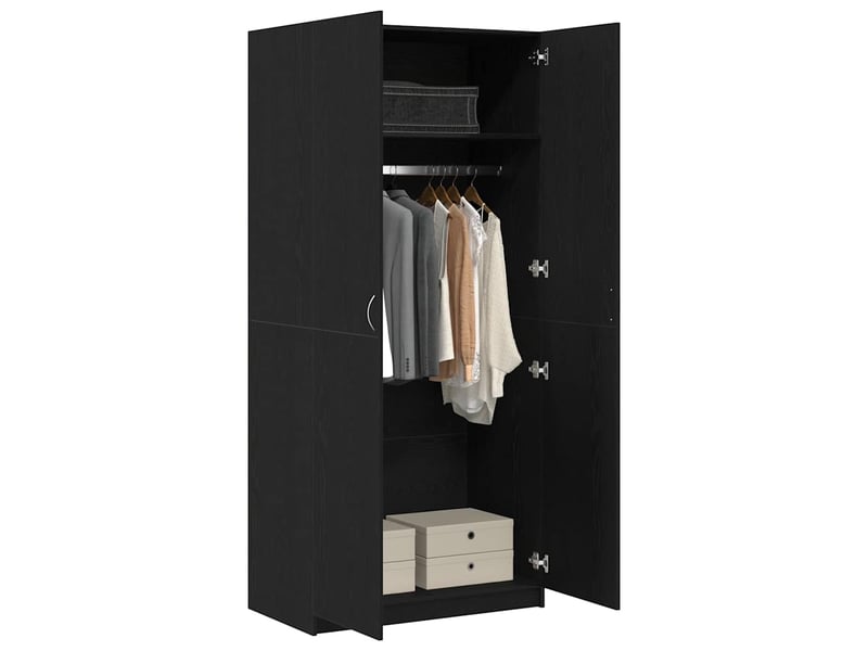  Armoire chambre, armoire de rangement chêne noir 90x52x200 cm bois d'ingénierie  - Conforama C