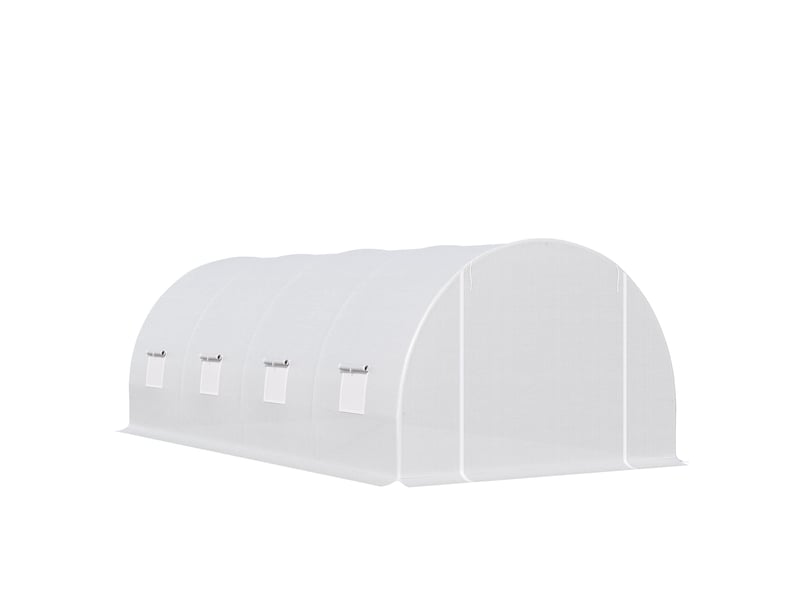 Serre tunnel pour plantes, structure métallique et bâche en pe, 6 x 3 x 2 m, blanche - Conforama B