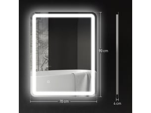 Miroir de salle de bains led 70 x 90 cm avec éclairage réglable
