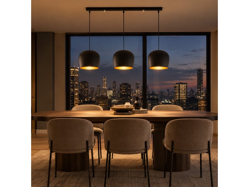  Luminaire 3 suspensions en métal noir et doré jade  - Conforama B