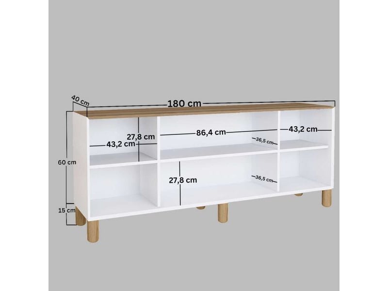  Buffet 4 portes en aggloméré bohemian blanc avec cannage (4 portes)  - Conforama C
