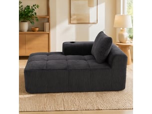 Canapé droit fixe <strong>MAISENTIEL</strong> <strong></strong> 1 place Velours côtelé gris