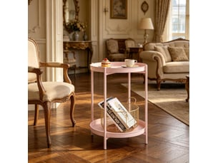 Bout de canapé 44x44x53 cm, table de salon, meuble d'appoint, rangement déco, pratique, fonctionnel, en métal, rose