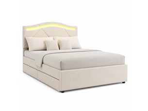 Lit simple 90x200 cm ULQENI   coloris beige