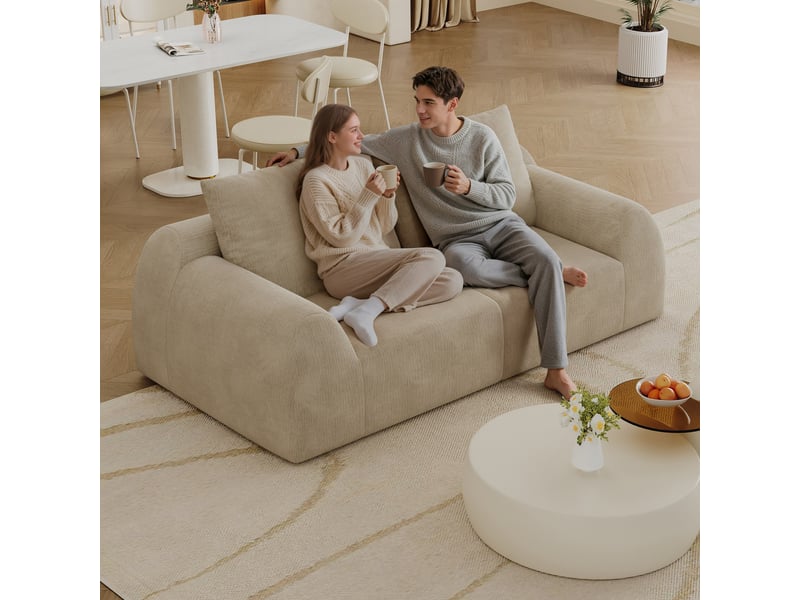  Canapé compressé 2 places, 190 x 95 x 85 cm, mousse haute élasticité, sans montage, tissu chenille, kaki  - Conforama E