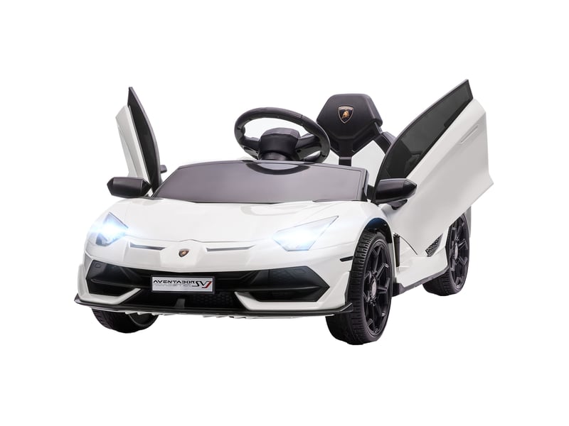 Voiture électrique lamborghini sous licence, 12 v, pour enfants, avec klaxon et télécommande, 107,5 x 63 x 42 cm, blanche - Conforama B