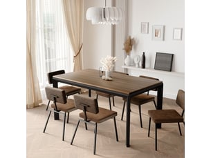 Table à manger extensible faro - 6-8 personnes - rectangulaire - 160x90x76 cm - noyer noir