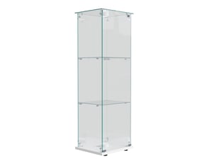 Vitrine en verre 123.3x39.8x35cm - vitrine 1 porte 3 niveaux avec lampe tactile et base blanche - meuble de présentation - blanc
