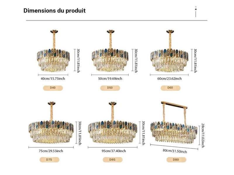  Lustre coquillage ø 100 cm – sans ampoule ASLED-413 - Conforama E