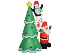 Sapin de noël gonflable géant de 243 cm avec lumières led et père noël, décoration de noël extérieure étanche