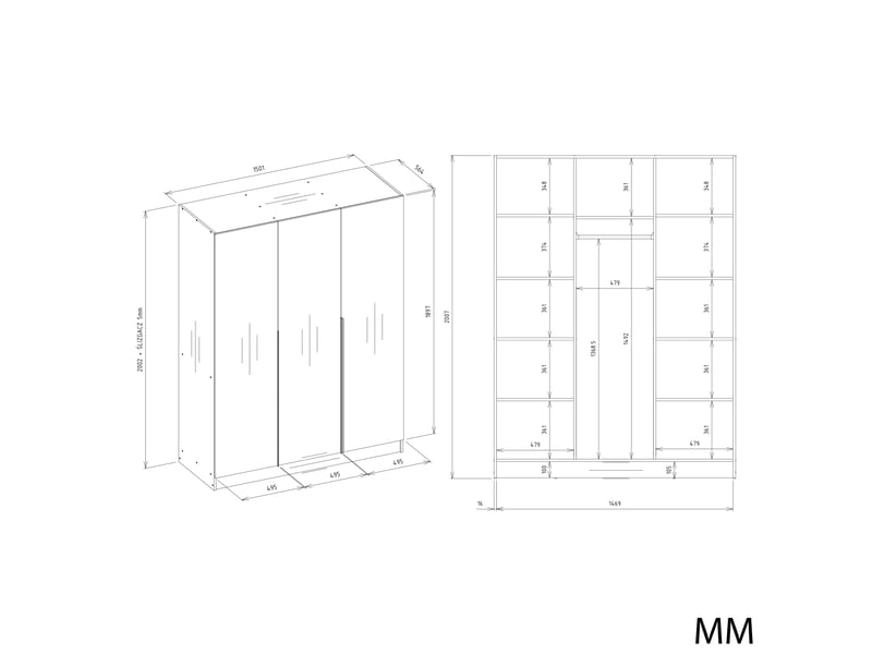  Senso 3d - armoire haute avec rehausse - portes, étagères - 150x250x56,5 cm - beige cachemire  - Conforama C