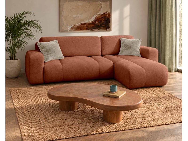  Manon - canapé d'angle réversible 4 places convertible avec coffre en tissu - best mobilier - rouille MANON - Conforama B