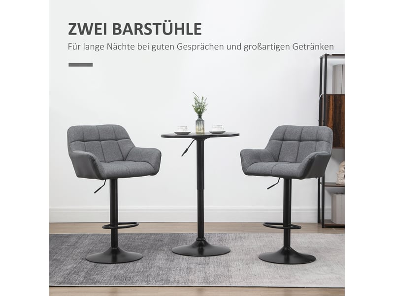  Tabourets de bar lot de 2 réglables et pivotants à 360° avec dossier - lpospi - repose-pieds, simili cuir - gris  - Conforama C