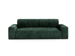 Canapé droit convertible 4 places Velours côtelé vert avec coffre de rangement