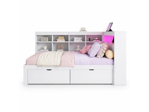 Lit avec rangement 90x200 cm ULQENI coloris blanc