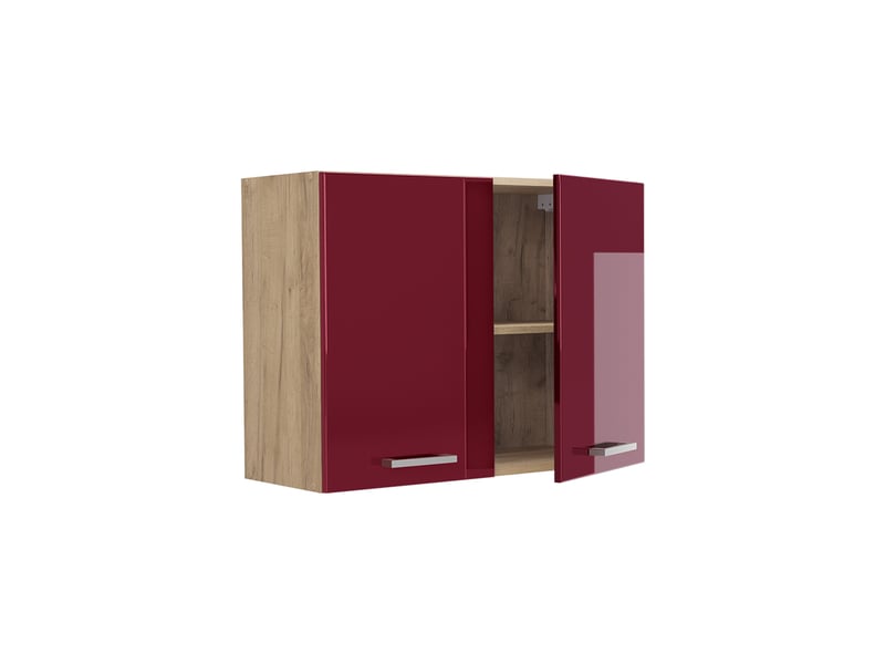 Vicco armoire en verre, rouge brillantchêne doré, 80cm - Conforama C