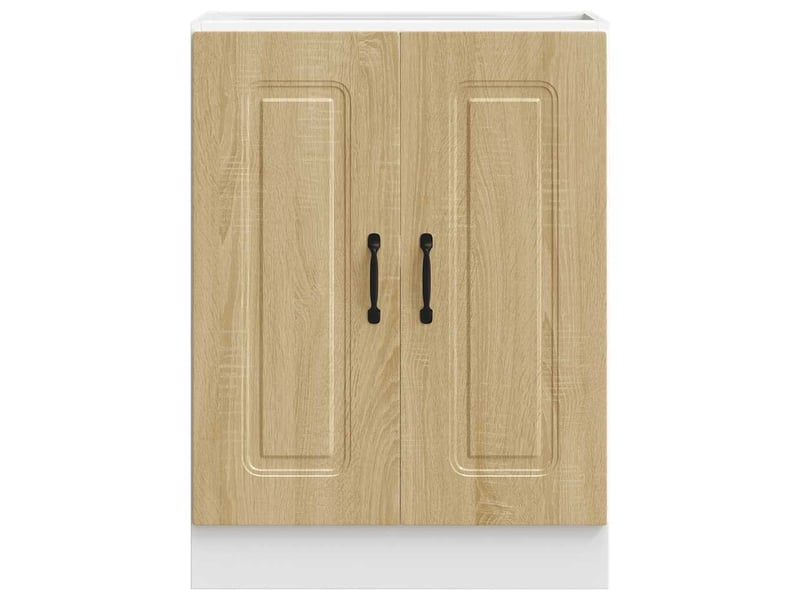  Meuble de cuisine, meuble bas pour évier kalmar chêne sonoma bois d'ingénierie  - Conforama D