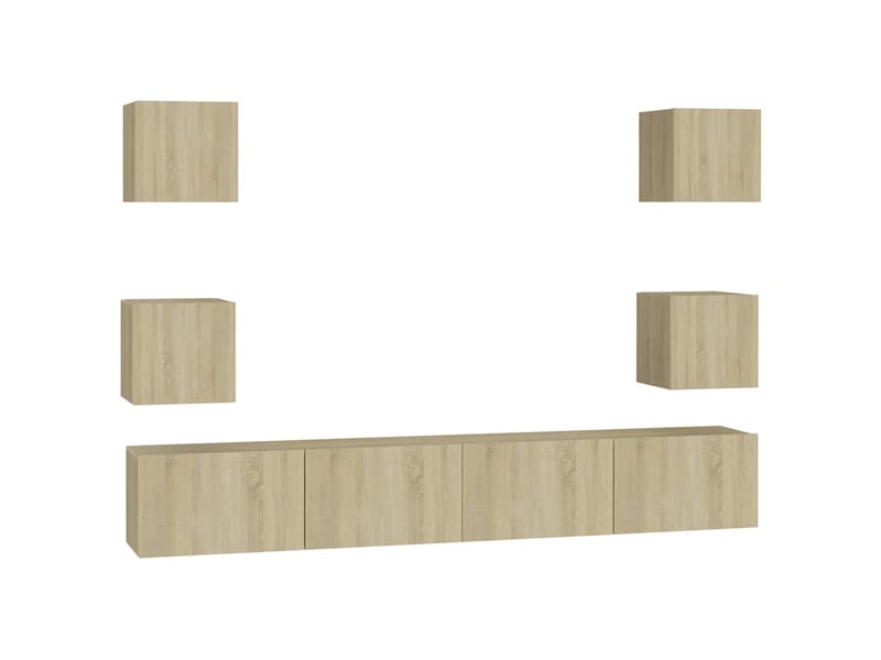  Ensemble de meubles tv 6 pcs chêne sonoma bois d'ingénierie shl14811  - Conforama A