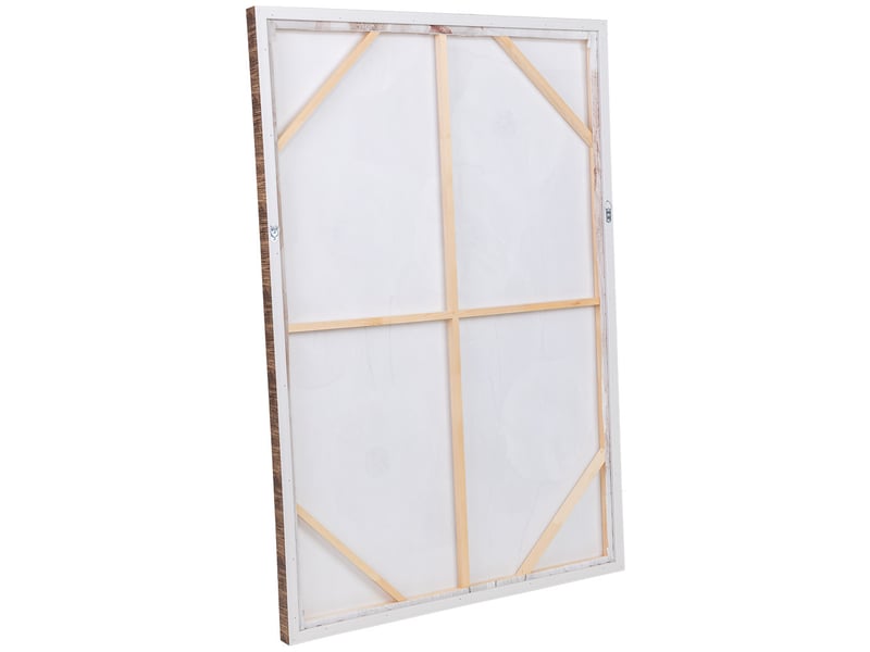  Tableau peint à la main avec cadre en bois blanc 83x4x123h cm  - Conforama D