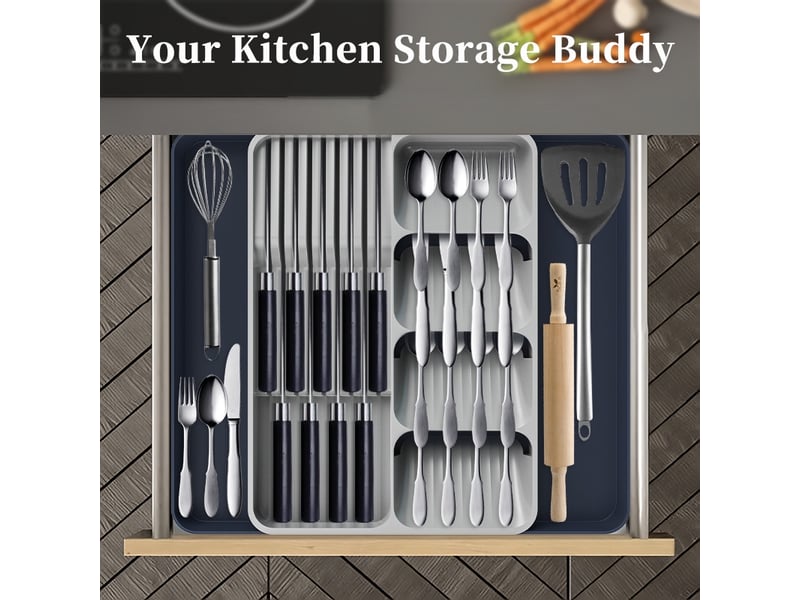  Range-couverts extensible pour tiroir – gris  - Conforama E