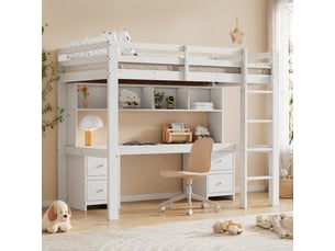 Lit mezzanine 90x200 cm <strong>MEULVA</strong>  <strong></strong> coloris blanc