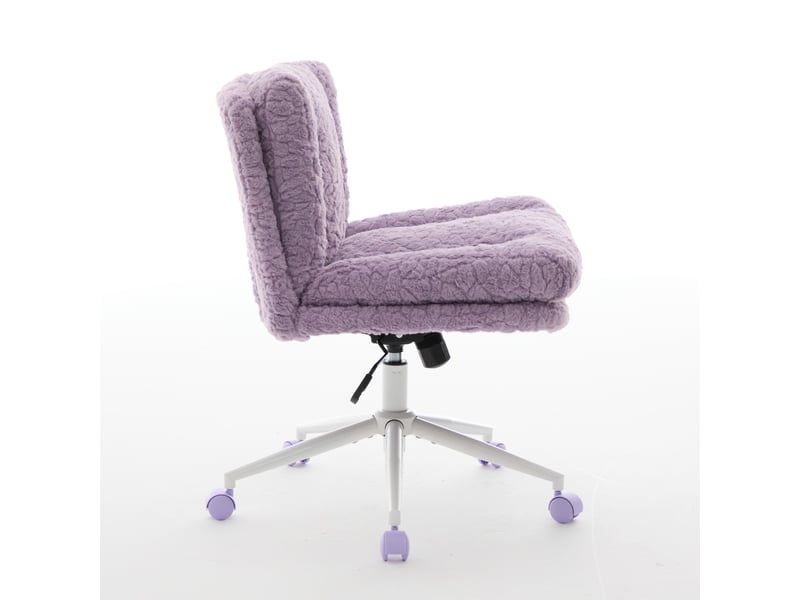  Fauteuil de bureau violet en fausse fourrure, assise large pivotante réglable  - Conforama D