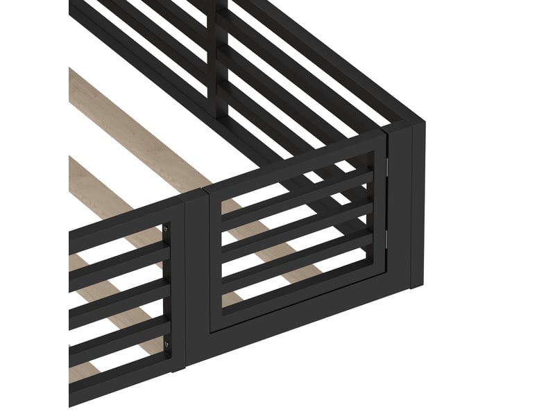 Lit enfant 140x200 cm en métal noir avec rangement latéral et éclairage led - Conforama R