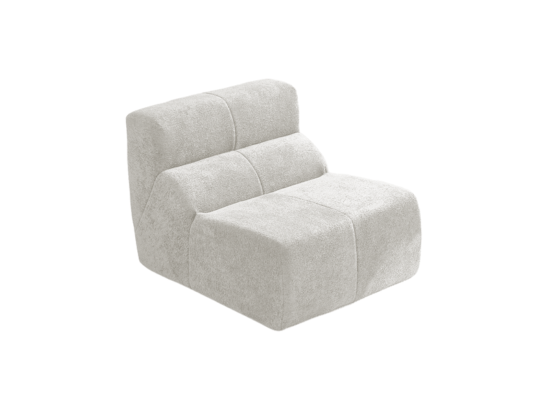  Fauteuil fixe 1 place en velours blanc, canapé compressé sans montage au style moderne pour votre salon  - Conforama A