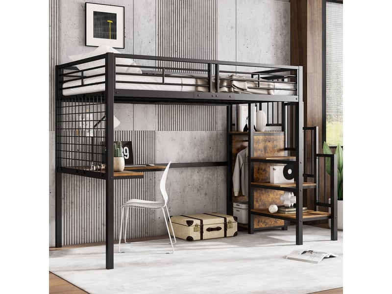  Lit mezzanine 90x200cm coloris noir lit enfant noir - Conforama D