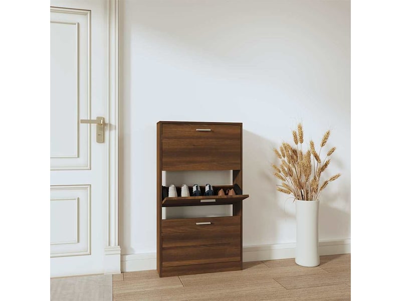  Meuble à chaussure | armoire à chaussures chêne marron 59x17x108cm bois d'ingénierie  - Conforama B