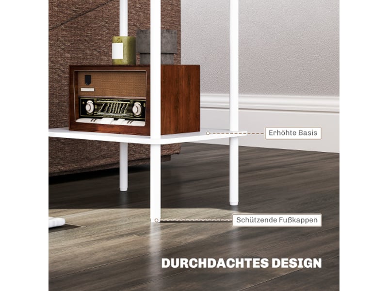 Table d’appoint 2 niveaux blanc avec rangement et cadre métal, style moderne pour salon et chambre - Conforama E