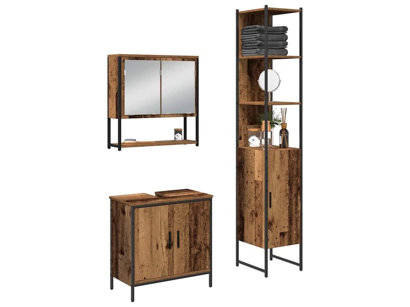 Ensemble de mobilier de salle de bain 3 pièces marron cf64479  - Conforama C