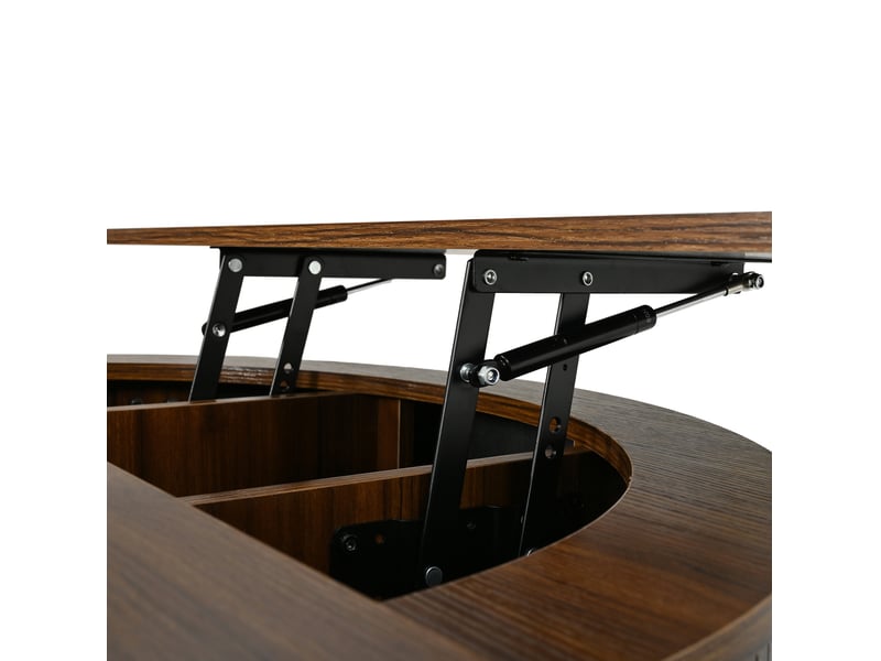  Table basse ronde 88 x 88 cm noyer en mdf, plateau relevable et rangement intégré pour votre salon  - Conforama E