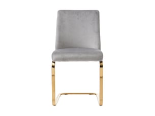 Lot de 6 chaises de salle à manger en velours gris avec pieds en métal doré