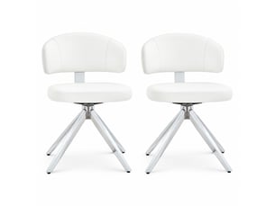 Chaises de salle à manger lot de 2 pivotantes à 360°  - dossier courbé, pieds métal, pu blanc