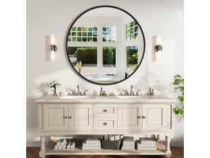 Miroir rond mural 75cm - miroir salle de bain en verre trempé incassable avec cadre aluminium - noir