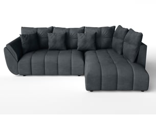 Canapé d'angle réversible convertible <strong>AX LIVING </strong> <strong>Kayseri</strong> 4 places Velours gris avec coffre de rangement