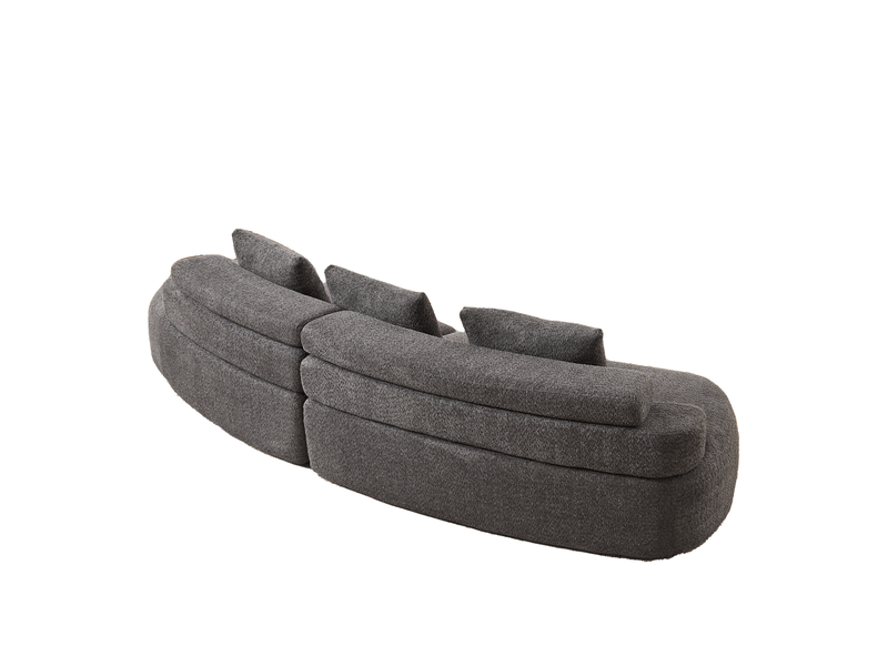  Canapé modulable 3 places en chenille gris anthracite, design incurvé  - Conforama D
