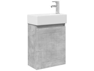 Meuble de rangement salle de bain avec robinet gris béton shl5799