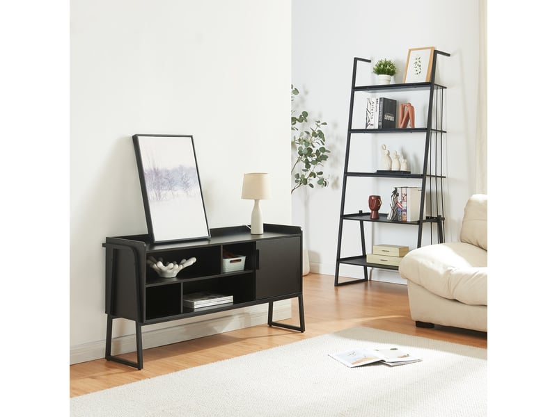  Ensemble de 2 meubles storfjord avec étagère échelle et meuble tv noir [en.casa] Storfjord - Conforama B