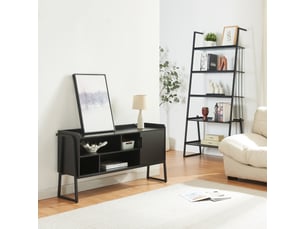 Ensemble de 2 meubles storfjord avec étagère échelle et meuble tv noir [en.casa]