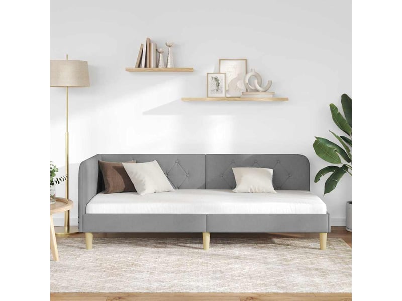  Lit simple- lit adulte -  cadre de lit d'angle gris clair 80 x 200 cm tissu  - Conforama C