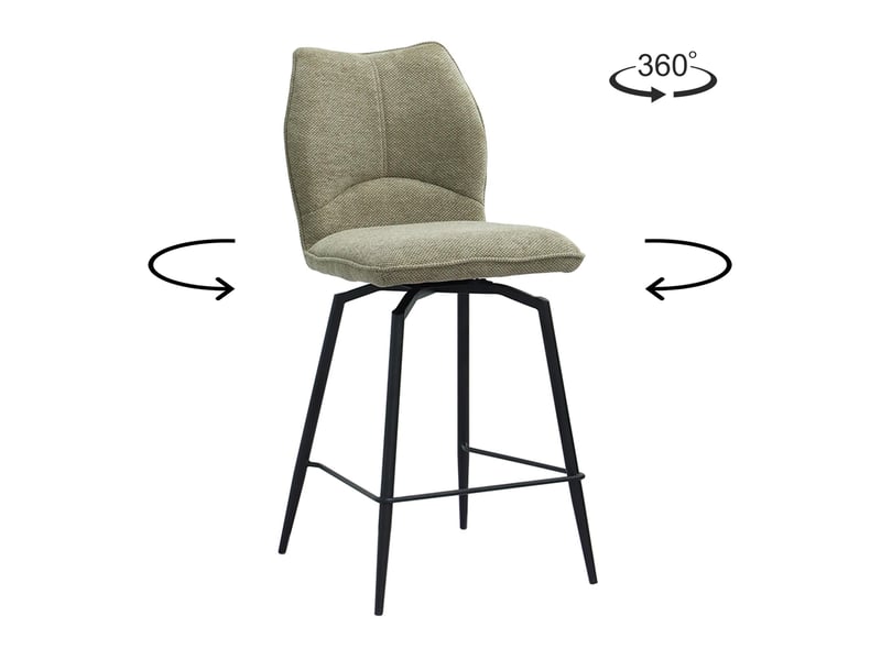 Stela - lot de 2 tabourets pivotants en tissu taupe piètement métal noir STELA-TAU - Conforama D